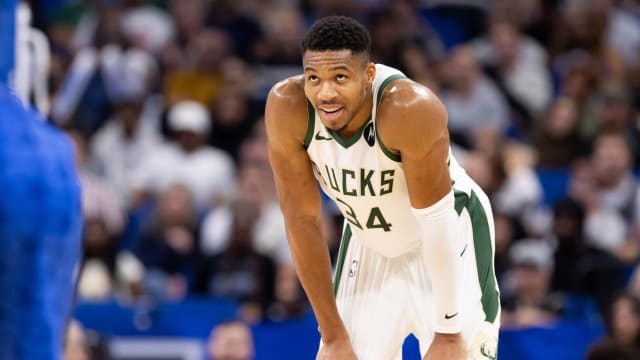 Milwaukee Bucks forward Giannis Antetokounmpo (34) looks on during the second half at Amway Center. 